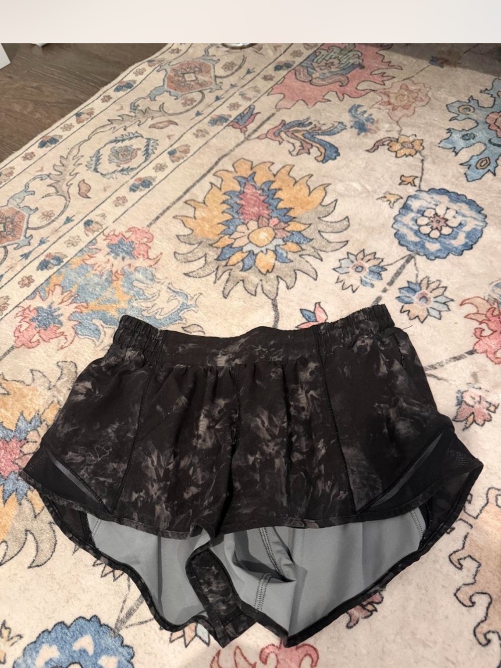 lululemon athletica Black Tie-Dye Layered Running Shorts